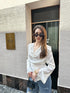 Premium Satin Cowl Neck Waist Tie Trumpet Sleeves Tops